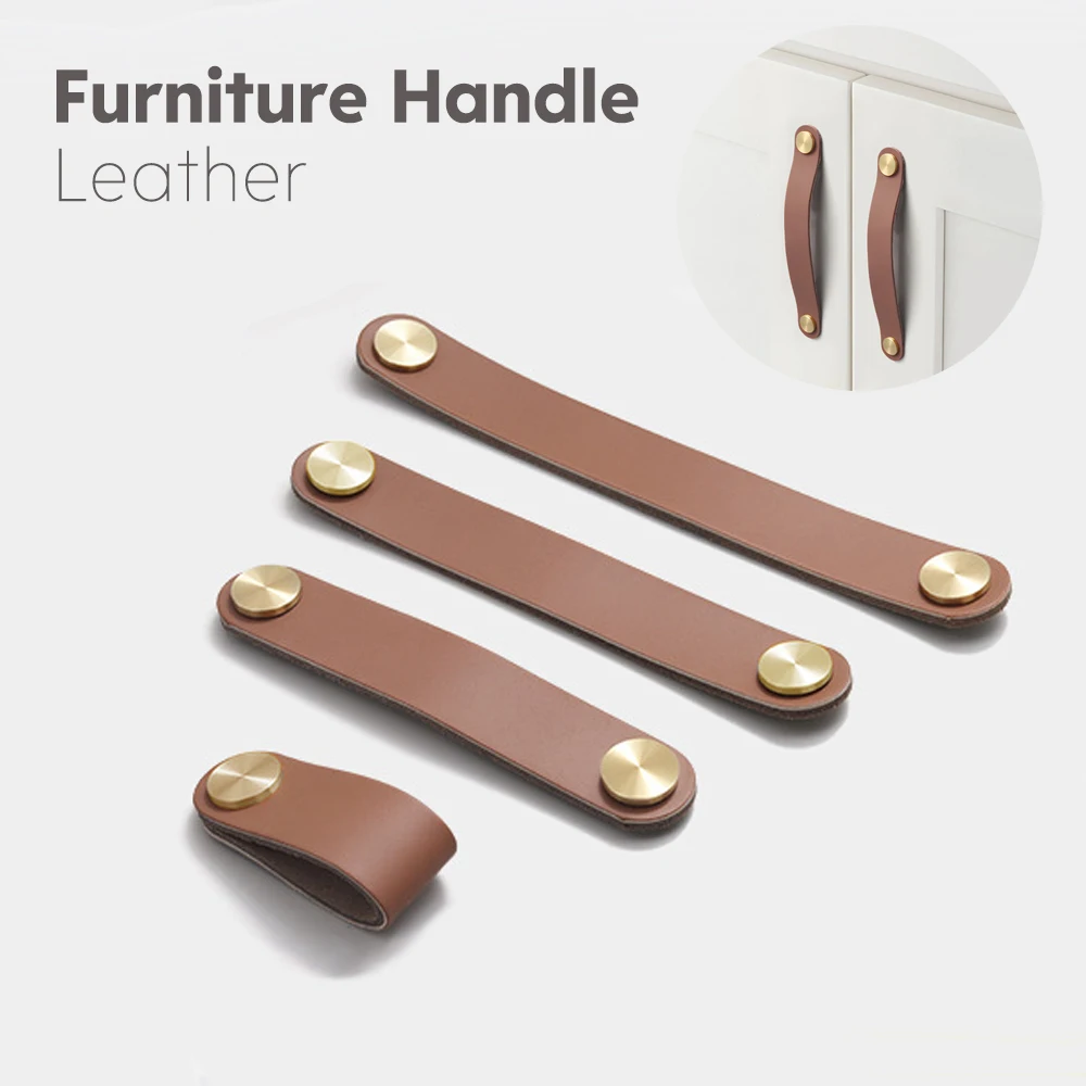 6er-Pack braune Schubladengriffe aus weichem Leder, Vintage-Schrankgriffe für Kleiderschrank, Heimdekoration, Griffe für Möbel, Schrankknöpfe