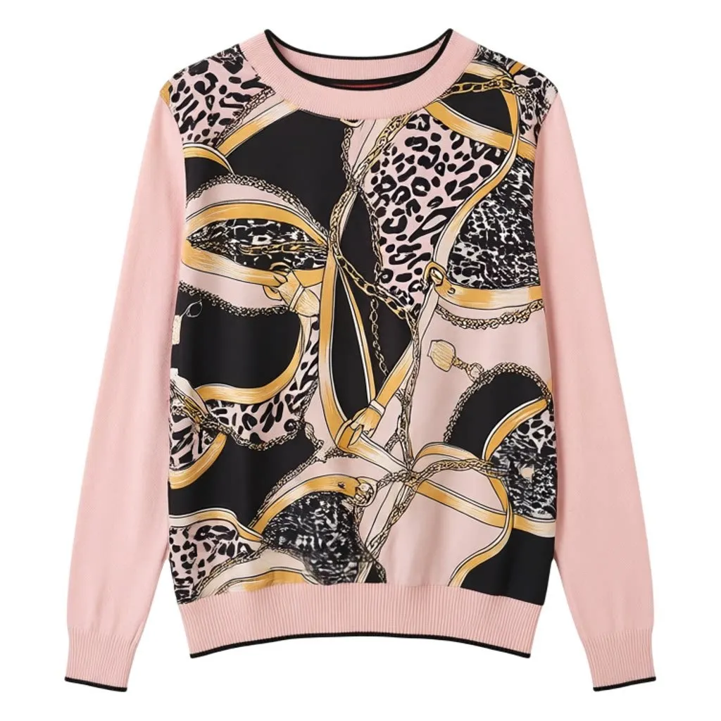 High Quality Long Sleeve T Shirts Women Summer Clothes Vintage Style Brand Designer Leopard Printed O Neck Patchwork Tops Female