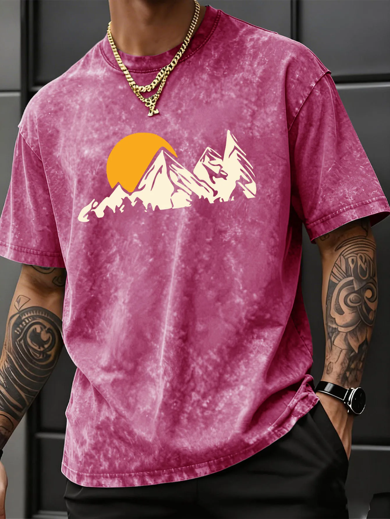 Cross-border Hot Sale Men Short Sleeve T-shirt 9 Colors Trend Print Loose Slim Plus Size Casual Versatile Streetwear Top S-3XL