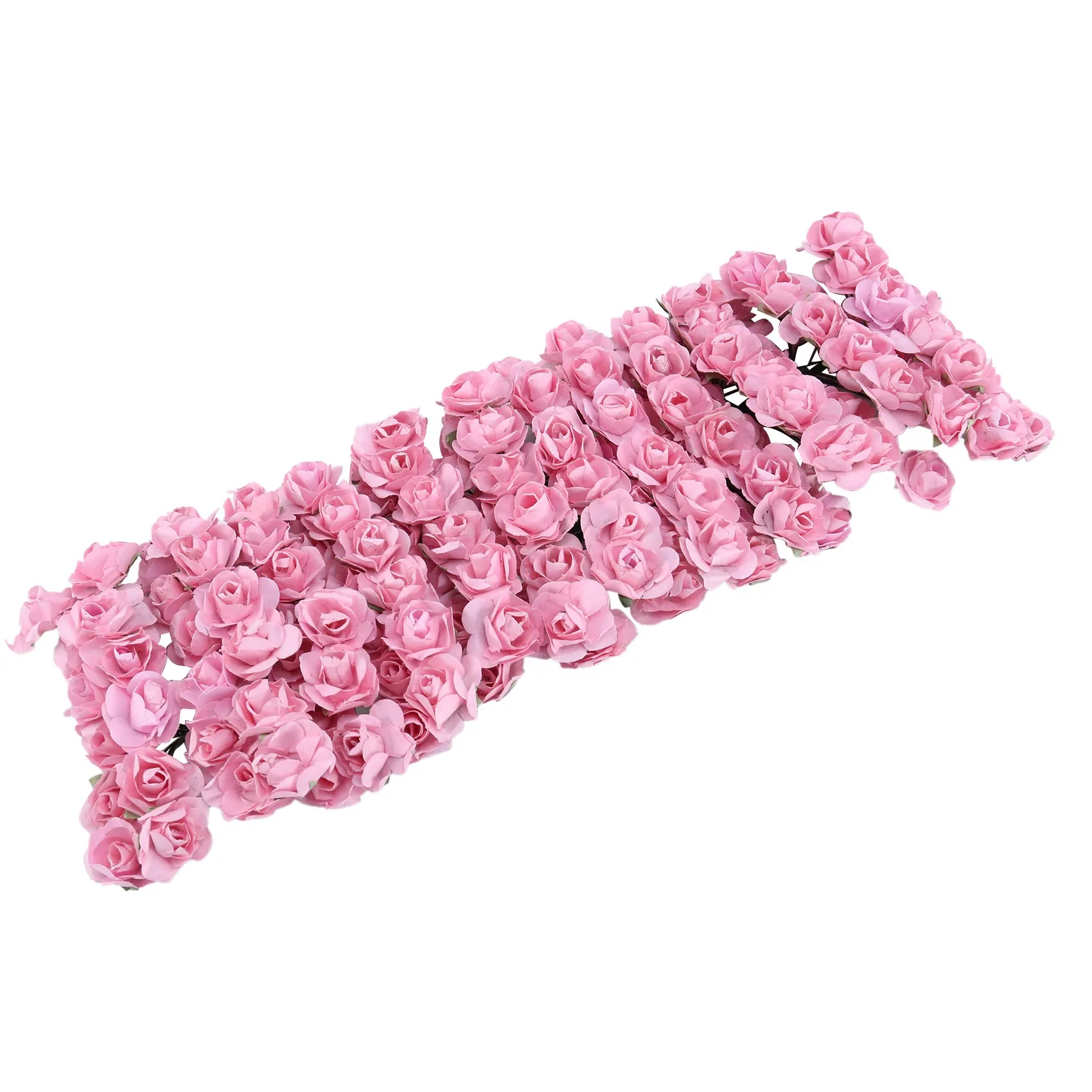 Hot Trend-144Pcs Mini Petite Paper Artificial Rose Buds Flowers DIY Craft Wedding Decor Home, Light Pink