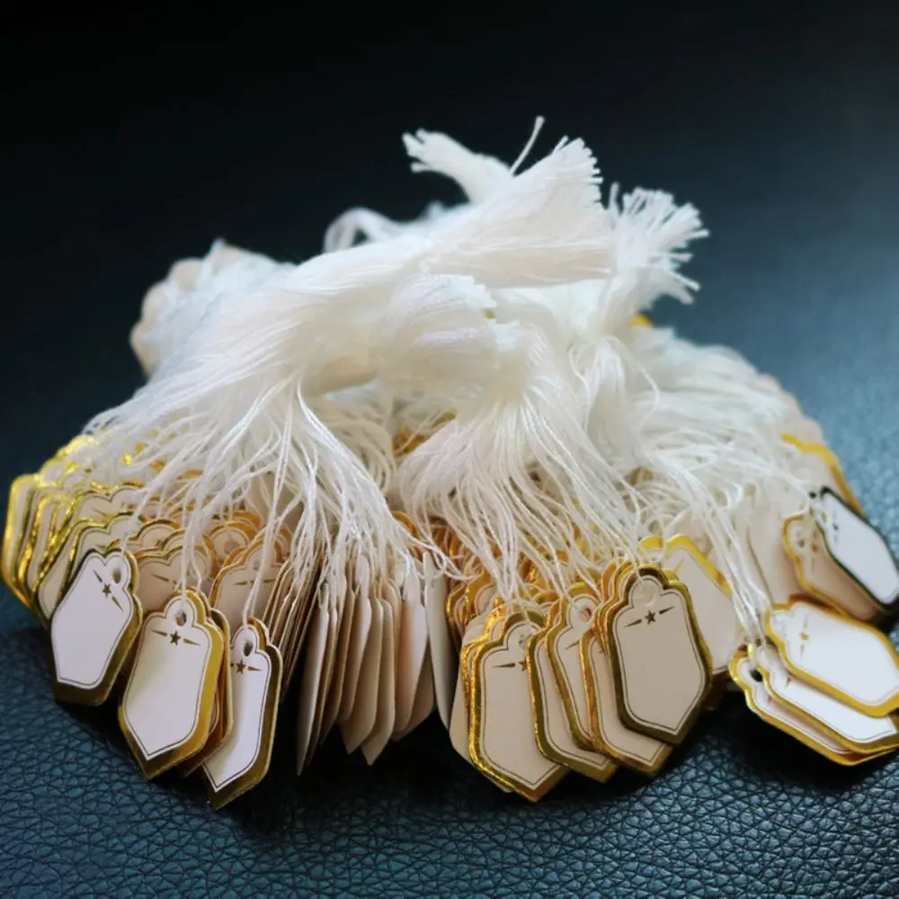 100PCS Round Rectangle Gold/Silver Edge Card Paper Jewellery Hangtags Hanging Tags Jewelry Price Labels Display Tool