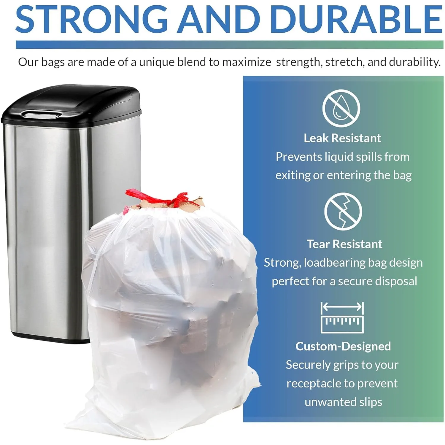 Tall Kitchen Drawstring Trash Bags 13 Gallon  500 Count Bulk  Kitchen Garbage Bags  White 13 Gallon - 16 Gallon Capacity