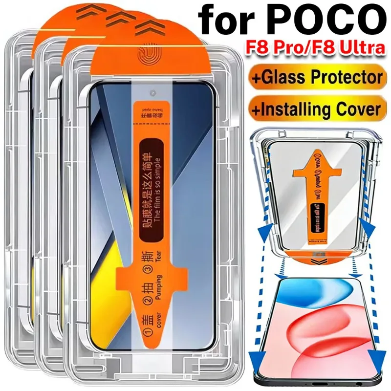 

1-3Pcs One Click Tempered Glass Film For Xioami F8 Ultra Screen Protectors for Xiaomi Poco F8 Pro Anti-Scratch High Definition