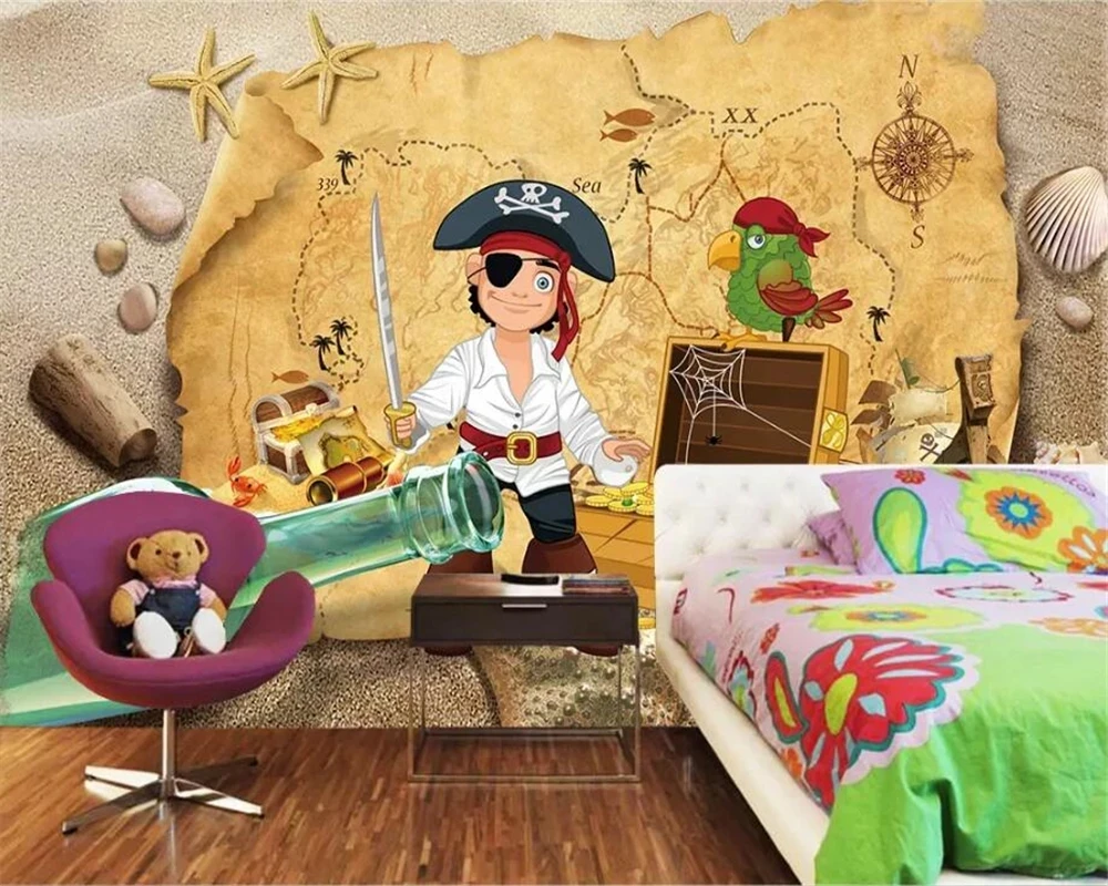 

Customized Photo Wallpaper 3D Photo mural Pirate Kids Room cartoon Living room sofa TV background wall bedroom restaurant boy 8d