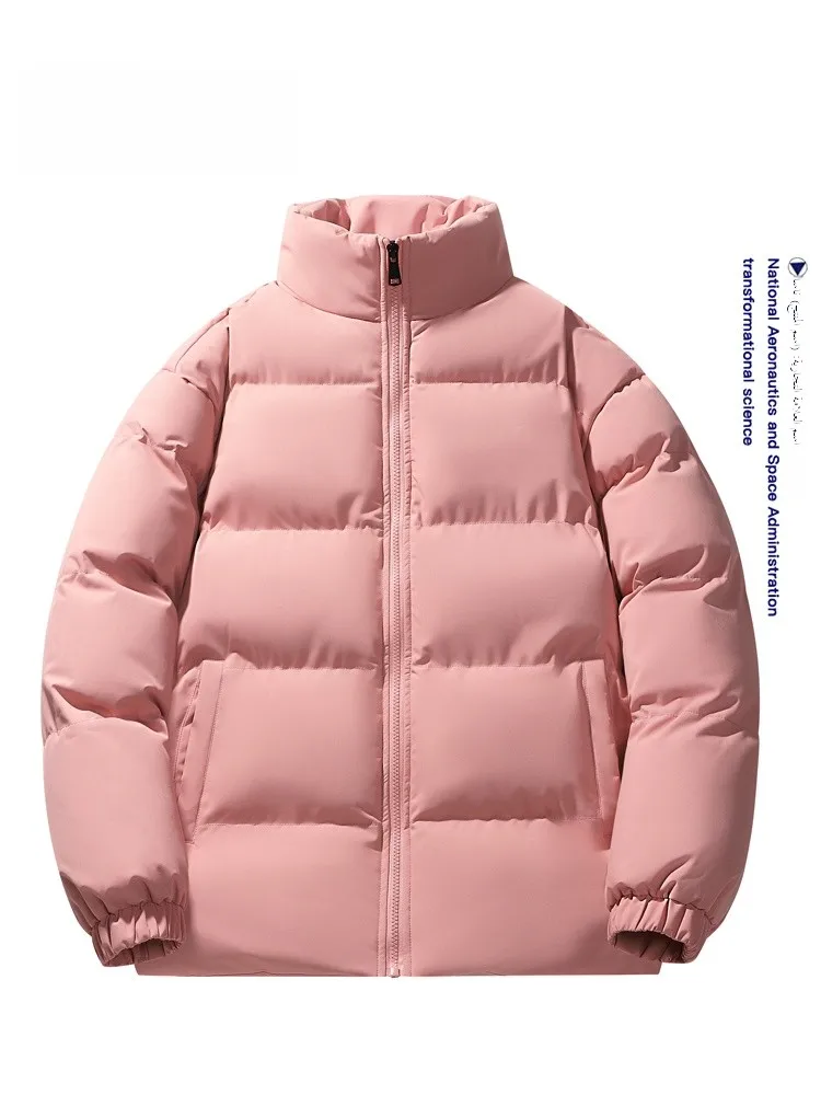 Jaqueta Masculina de Aodão Acolchoada e Quente para Outono/Inverno, Estilo Puffer, Moderna, Manga Longa, com Zíper, Cor Sólida