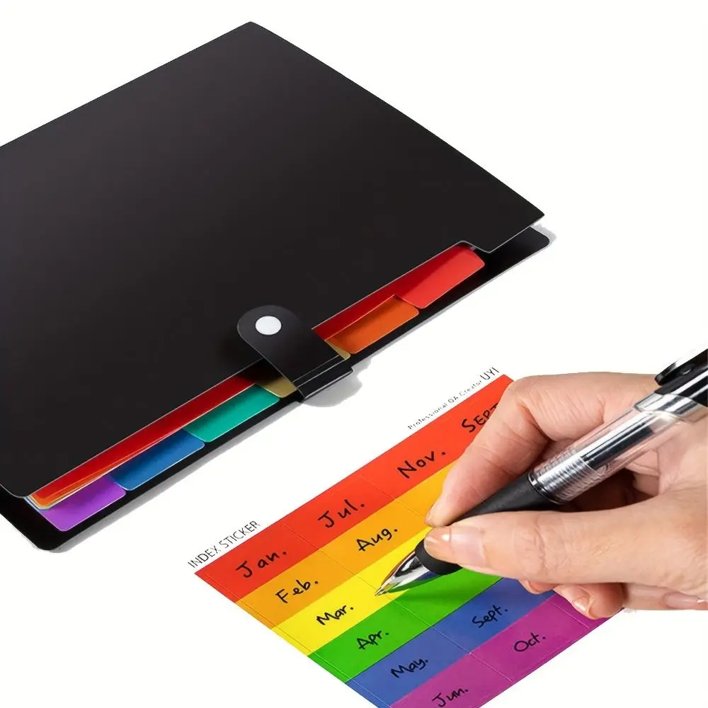 Sac de Rangement de Fichiers A4 à 7 Poches, Grande Capacité, Multicouche, Noir, pour Documents