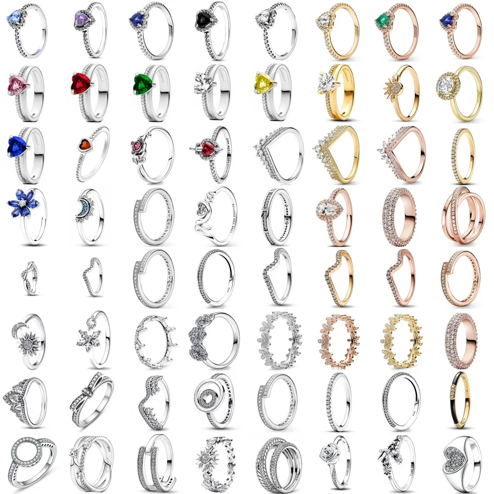 2025 New 925 Sterling Silver Rings Heart Stone Mom Ring For Women Original Flower Wedding Crystal Luxury Jewelry Accessories