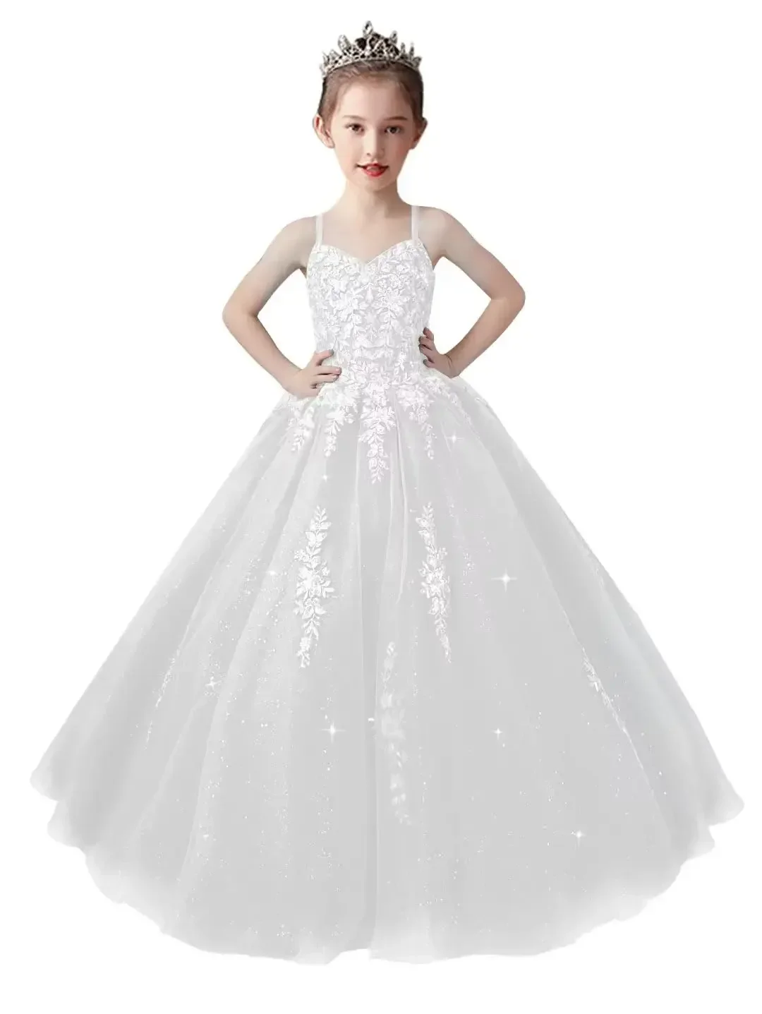 Flower Girl Dresses For Weddings Appliqued Tull Pageant First Communion Dress Toddler Girls Formal Party Gowns