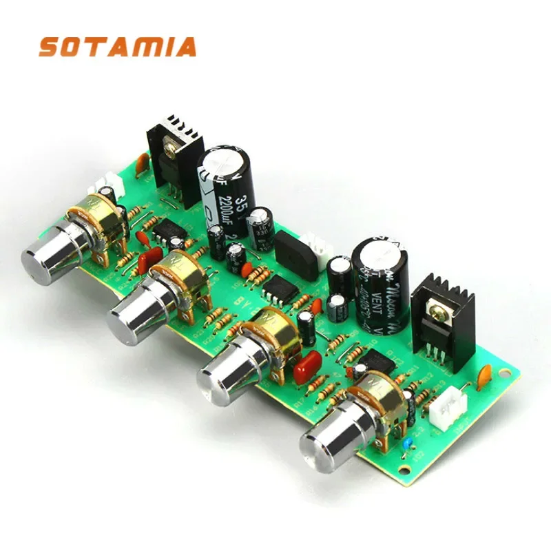 SOTAMIA NE4558 Audio Preamplifier Tone Board Treble Bass Balance Adjustable Volume Tone Control Preamp Amplifier Board AC12-15V