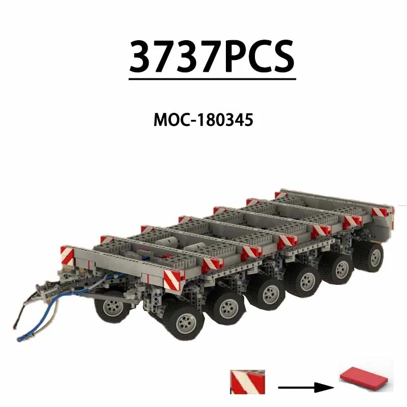 Multi-axle Dual-line Modular Trailer Heavy MOC-180345 Transport Equipment 3737 Building Blocks Toy Birthday Gift Christmas Gift