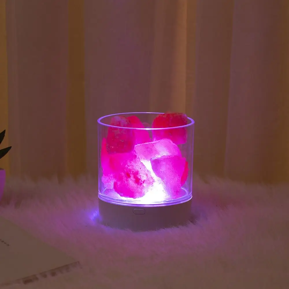 Unique Crafts Natural Crystal Salt Lamp 7 Color Lights Eye Protection Table Lava Lamp USB Powered Night Light Bedside