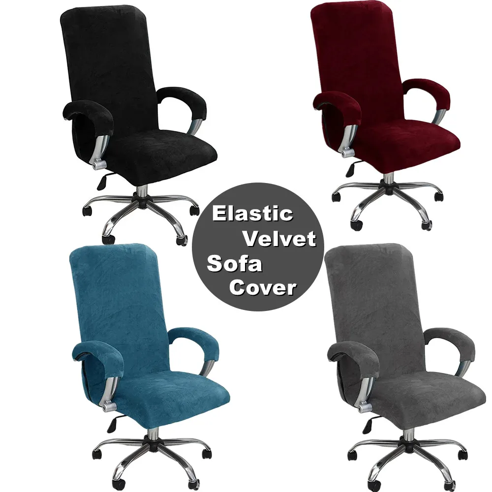 

1 Set Velvet Elastic Chair Cover Thickened Internet Cafe Cinema Armchair Case Office Staff Computer Swivel Seat Cover Removable