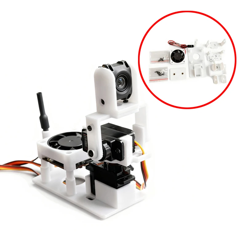 1Set For DJI O4 Air Unit Lite Dual-axis Gimbal Mount Video Transmission Bracket Camera Holder Servo Base w 5V/12V Cooling Fan