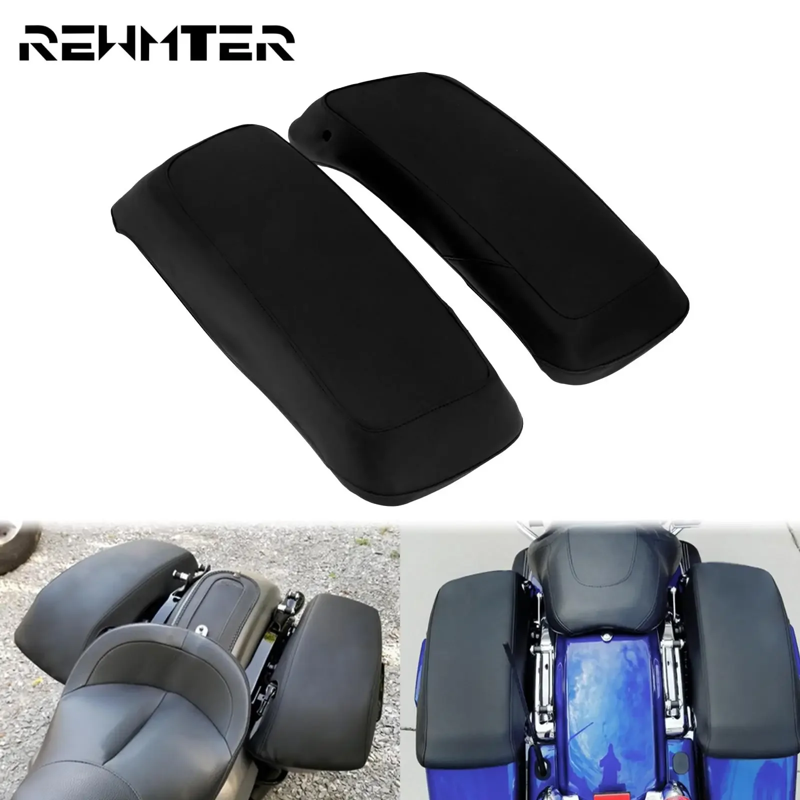 

Motorcycle Waterproof Saddlebag Lid Covers Leather Audio Rain Dust Speaker Lids For Harley Touring Electra Street Glide 2014-24