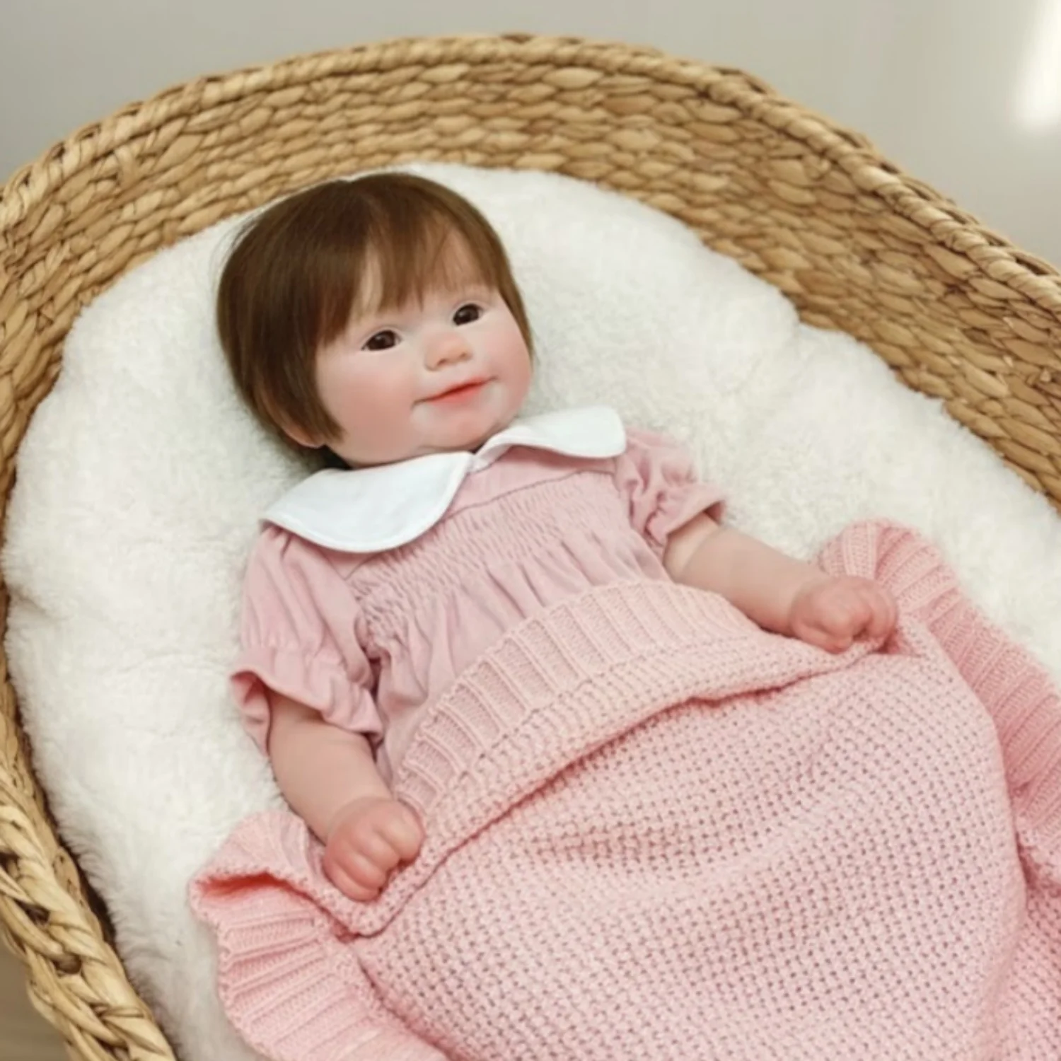 AnjoDoll 47 cm Open Mond Maddie bebe Meisje Wasbare reborn de silicona Poppen Soft Touch Handgemaakte Reborn Siliconen Poppen