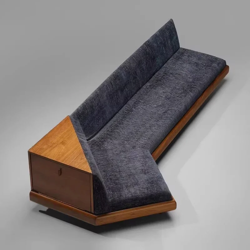 special-shaped hotel B & B clubhouse side several one-piece solid wood sofa soft decoration light luxury high-end furniture