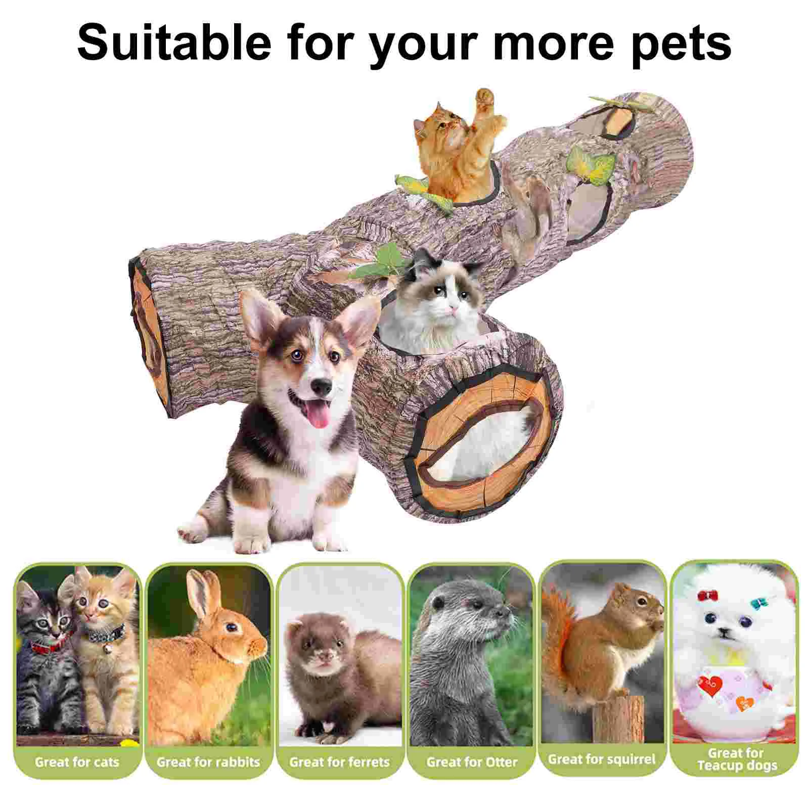 Cat Tunnel Toy Play Interactive Pet Squirrel Funny Tube Folding 3 Way Maze Playing Tree Brannch