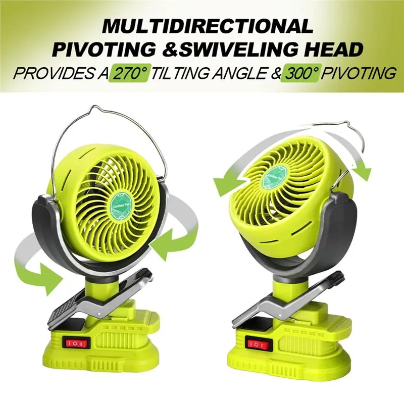 Efficient-Camping For Car Home Clip Fan Cordless Portable Dual USB Battery Powered For Ryobi 18V Battery Cooling Fan Outdoor