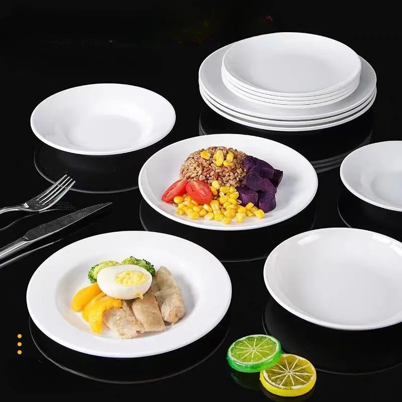 

Melamine Tableware White Dish Western Food Shallow Plate