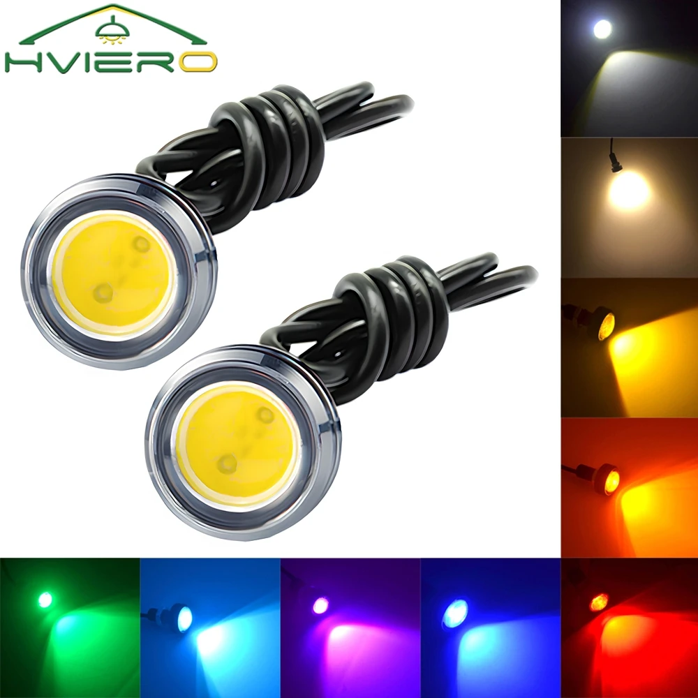 2X Auto White Red Blue 23mm Eagle Eye Daytime Running DRL Car Moto Backup Led Parking Turn Signal Brake Bulb Day Light Fog Lamp