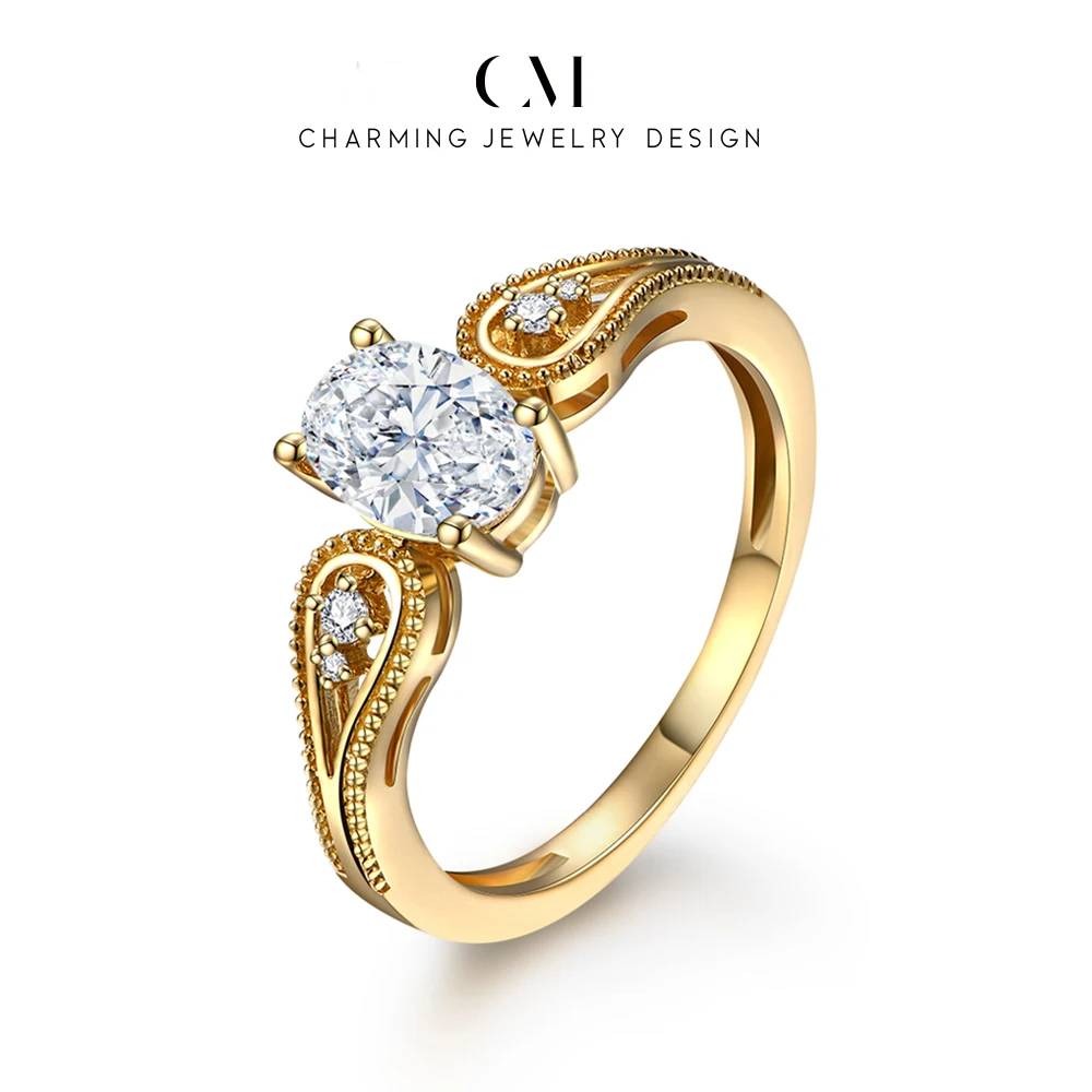 Charming New Oval Cut 0.8ct Moissanite Diamond Rings for Women Solid 14K 10K  Gold for Wedding Engegament Classic Fine Jewelry