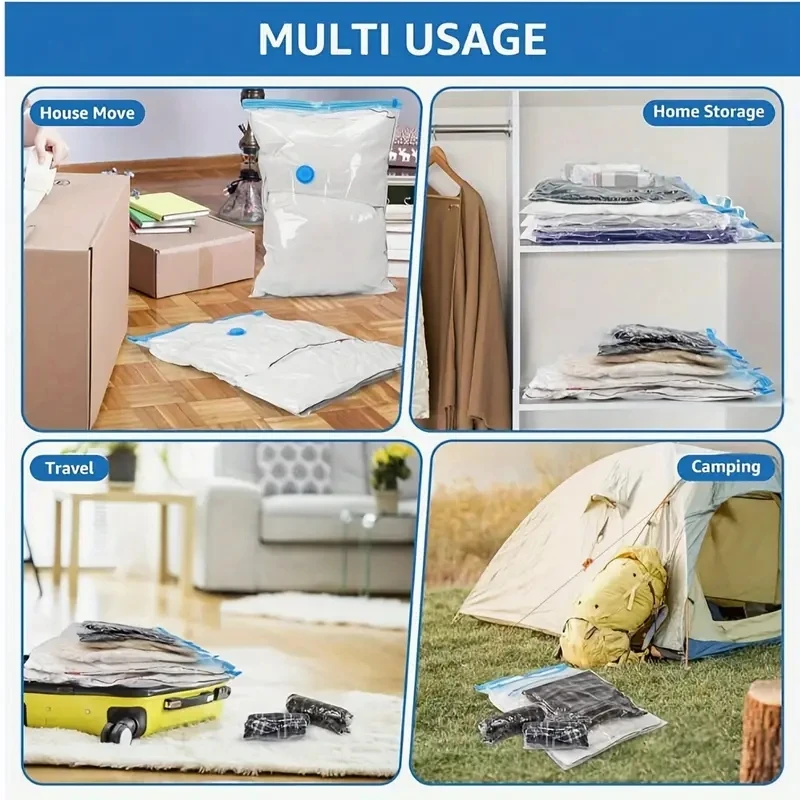3/7/9-teilige Vakuum-Kompressionsbeutel in den Größen S/M/L. Großhandel Aufbewahrungstaschen für Saisonkleidung, Bettdecken & Reisegegenstände. Haushaltsorganisator – Detail 4