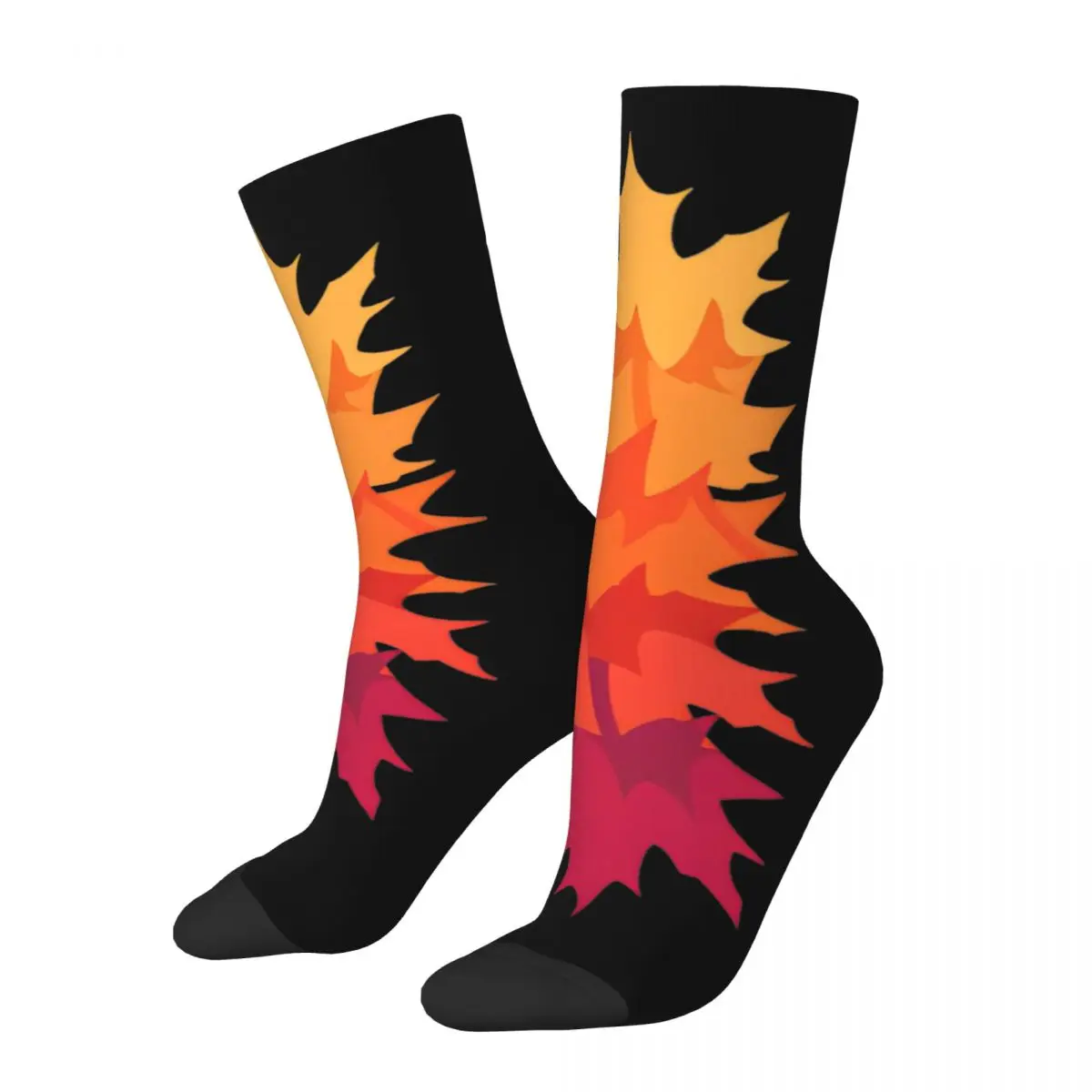 Maple Leaves Socks Autumn Funny Stockings Women Men High Quality Outdoor Sports Socks Autumn Printed Anti Sweat Socks