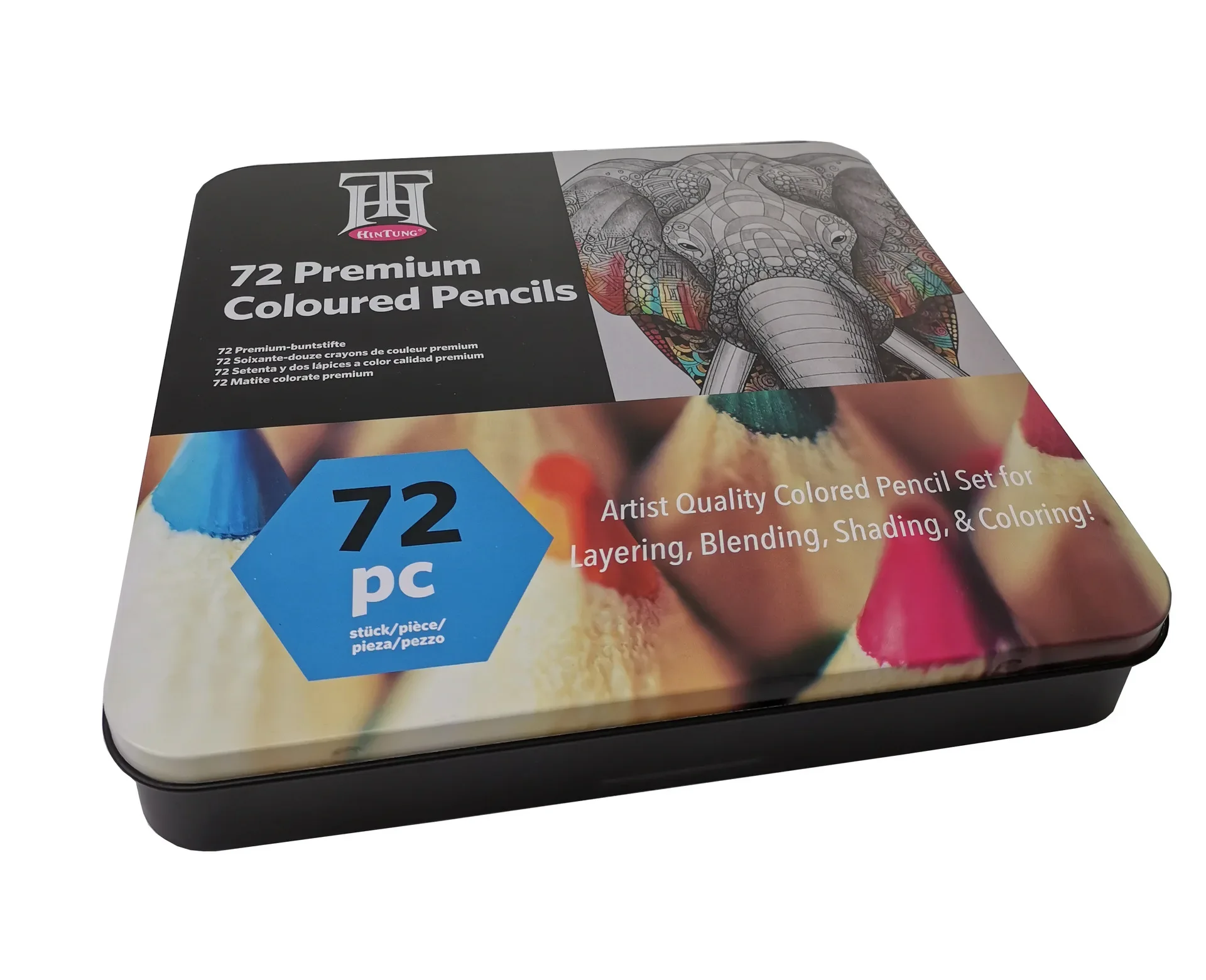 Juego de minas de pintura HB de 72 colores, caja de hierro para lápices de colores pintada a mano a base de aceite