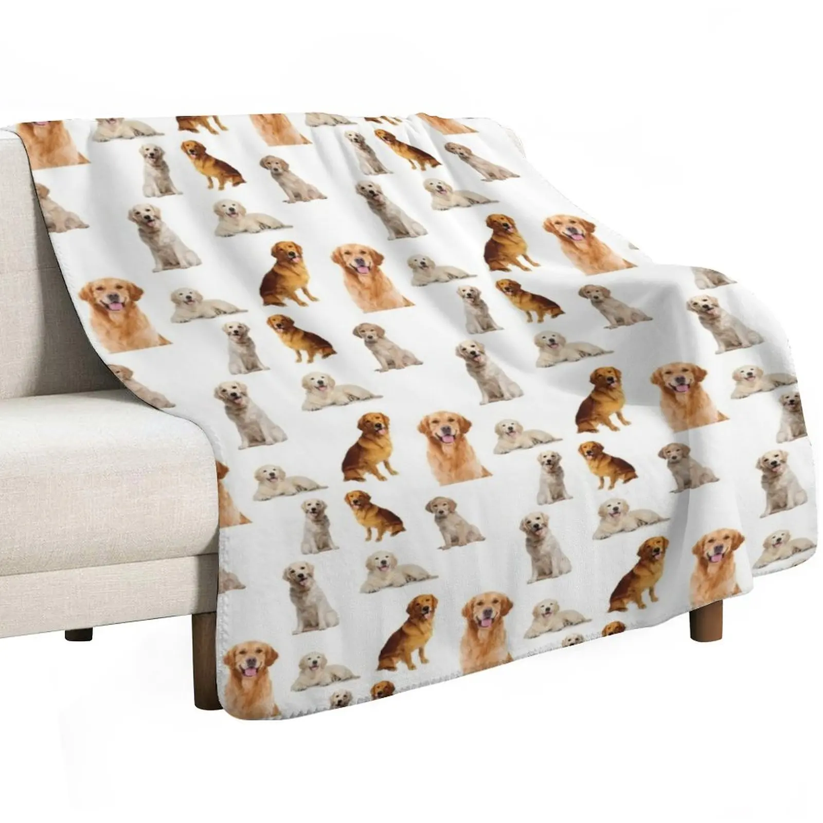 Golden retrievers seamless pattern Throw Blanket christmas decoration Quilt Furry Camping Hairy Designers Blankets