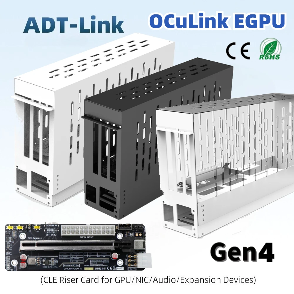 Oculink EGPU Graphics Card Dock For Laptop Mini PC 64GB/s PCIe 4.0 X4 Gen4 FLEX 1U Power Portable Chassis External GPU Enclosure