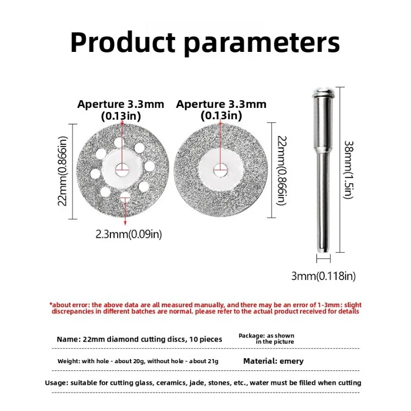 10 قطعة 22 مللي متر شحذ كهربائي تقطيع الماس قطع الماس شفرة المنشار الجاديت العنبر اليشم حجر شفرة المنشار تقطيع الحجر