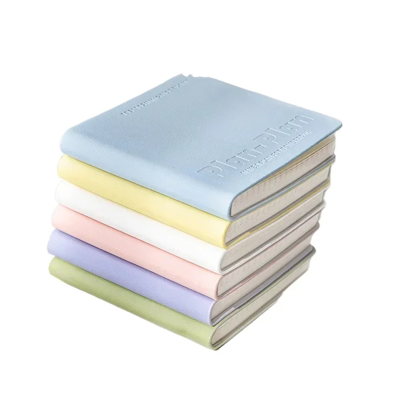 Agenda Planner Notebook CUBE Bloc de notas cuadrado de cuero suave Bolsa de cuero PU portátil, libro de sellos de viaje, libro de plan de aprendizaje escolar
