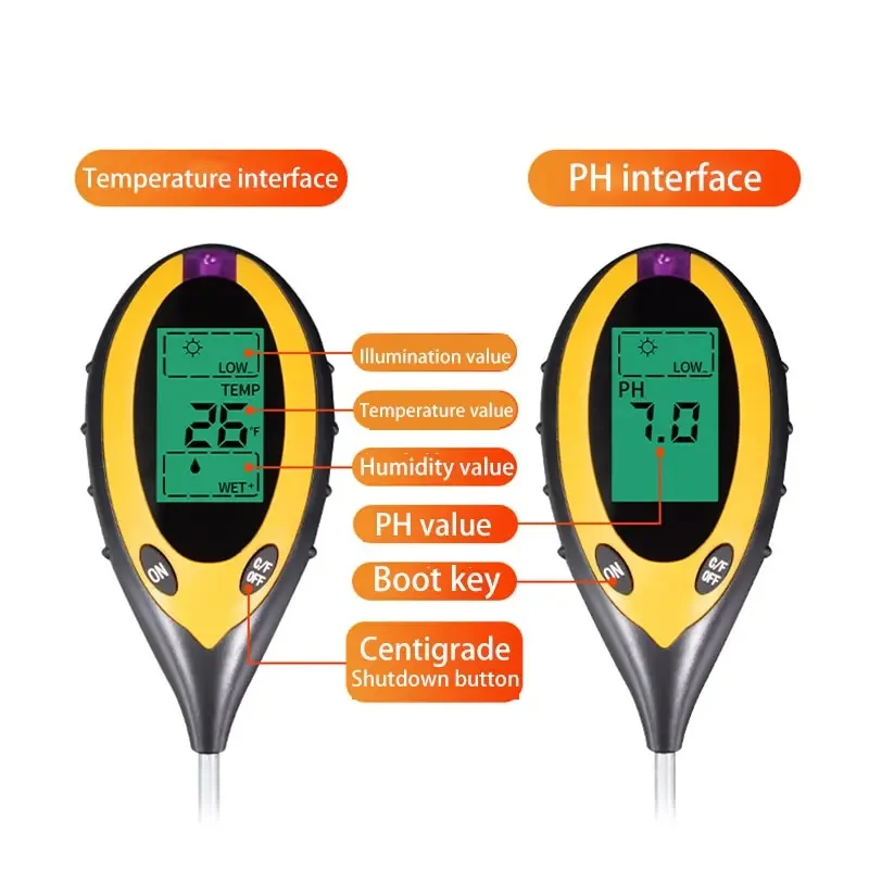 Soil PH and Humidity Tester Nutrient Water Tester High Precision Household Gardening Flower Grass Fertility Meter 1pc