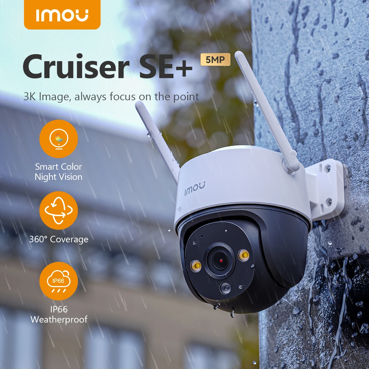 IMOU Cruiser SE+ 3MP/5MP Outdoor PTZ Wi-Fi Camera IP66 Weatherproof Camera Two Way Audio Color Night Vision AI Human Detection