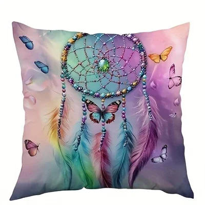 Spring Feather Wind Chimes and Beautiful Butterfly Pillowcases Suitable for Sofa Car Bedroom Decorative Cushion Covers