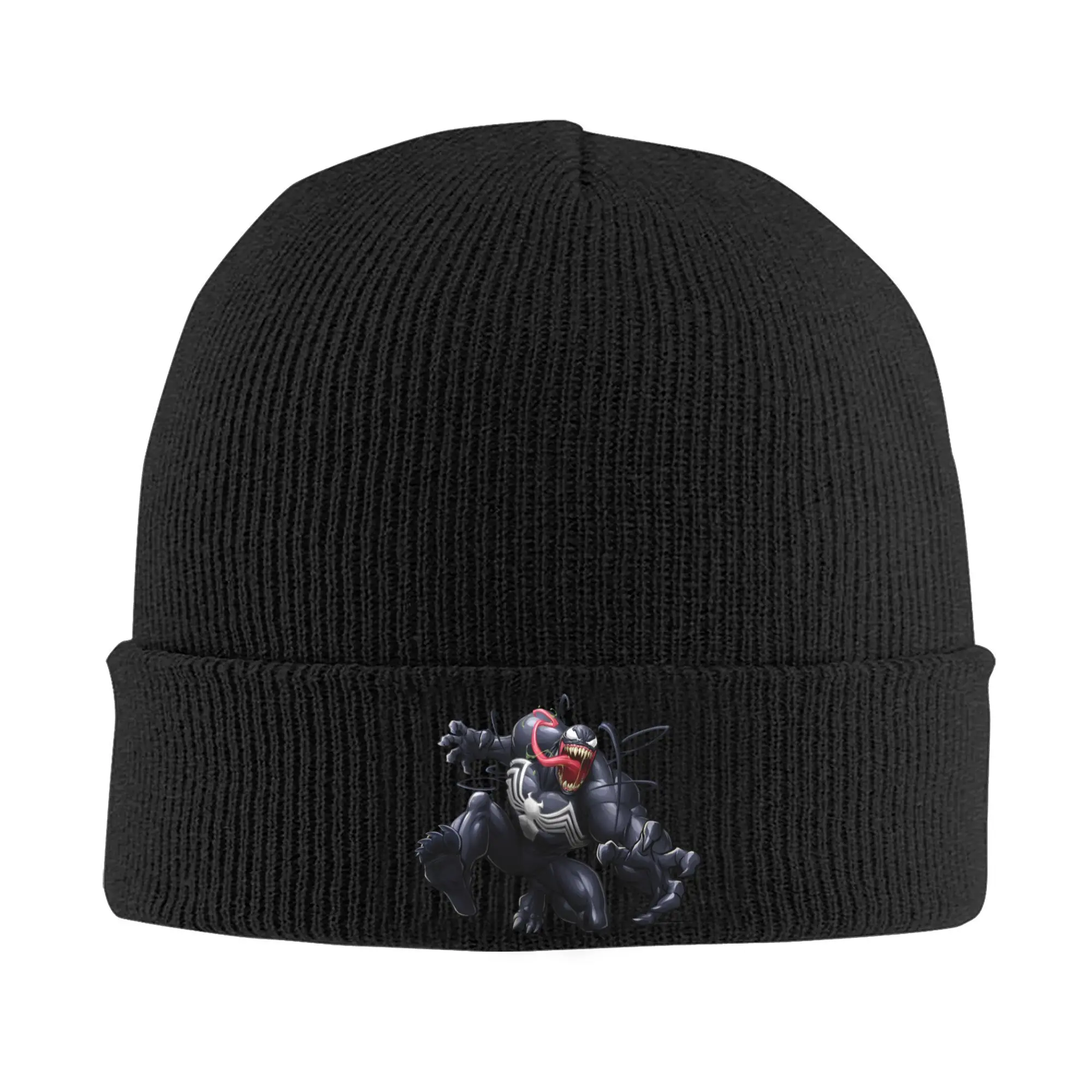 Spider Man Venom Leaping Forward Spiderman Knitted Caps Women's Men's Skullies Beanies Autumn Winter Hat Acrylic  Crochet Cap