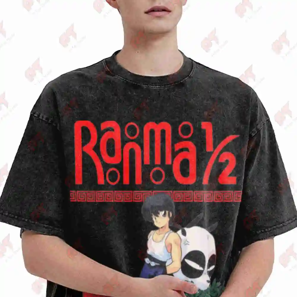 Ranma 1/2 Shampoo Takahashi Y2K Vintage Washed Tee Pure Cotton T-Shirt