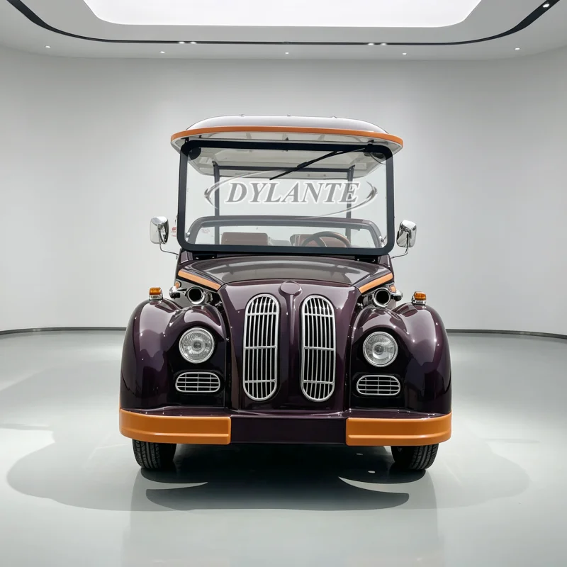 Luxury Retro 5/6 Seater Tour Shuttle With Windshield And Roof For Resort Villa Park Vintage Electric Sightseeing Car