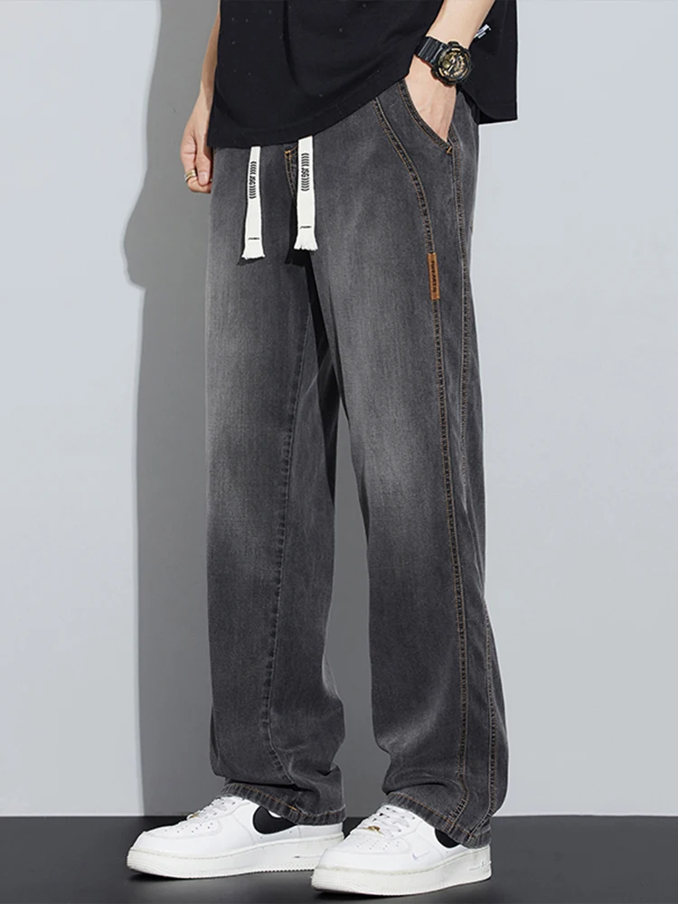 

Men's Summer Thin American Retro Washed Loose Straight Casual Pants Wide Leg Jeans Youth Trendy Wear Resistant