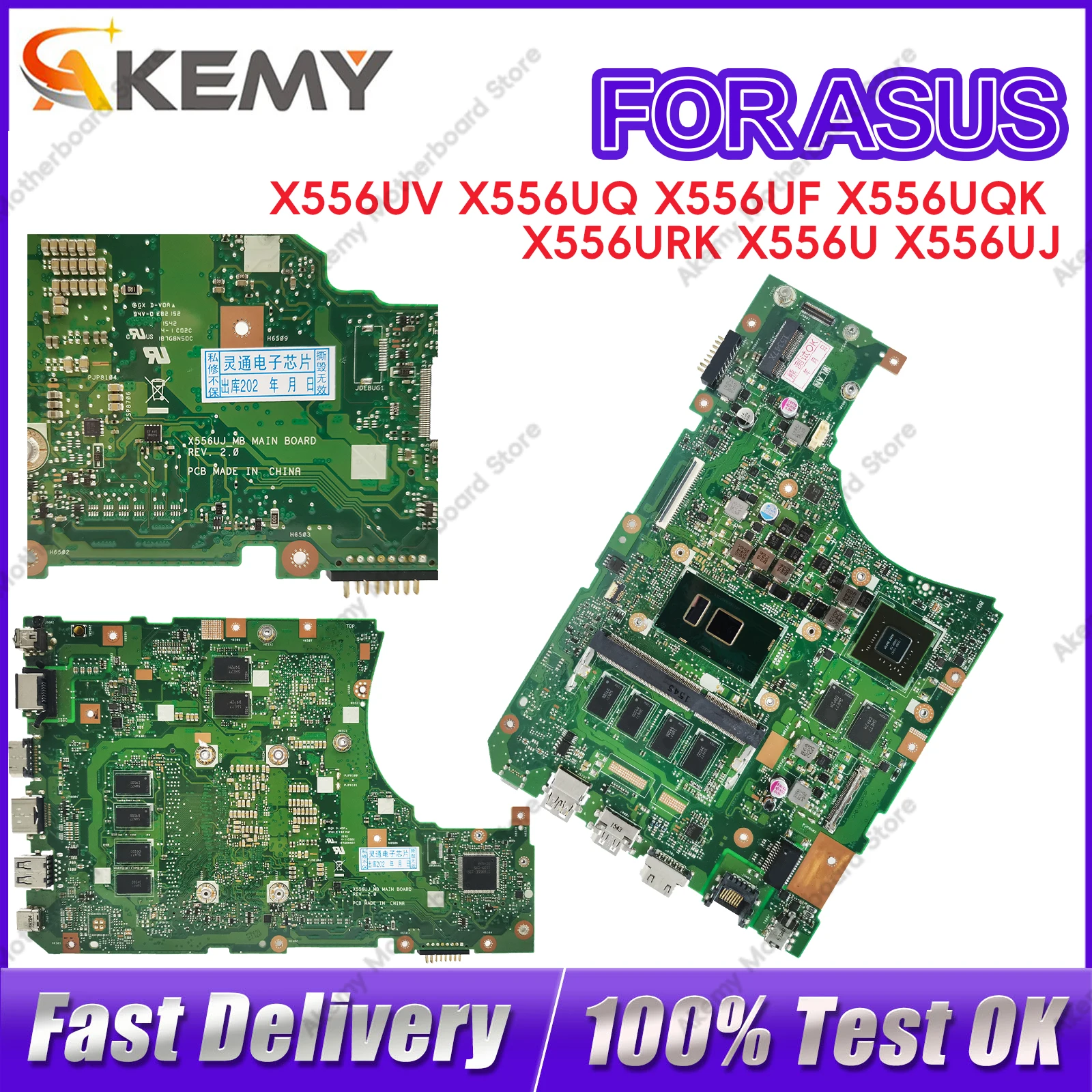X556UV X556UJ Laptop Motherboard For ASUS X556U X556UA K556U X556UAK X556UAM X556UV X556UQ-UQK K556UQ-UQK X556UR-URK Mainboard