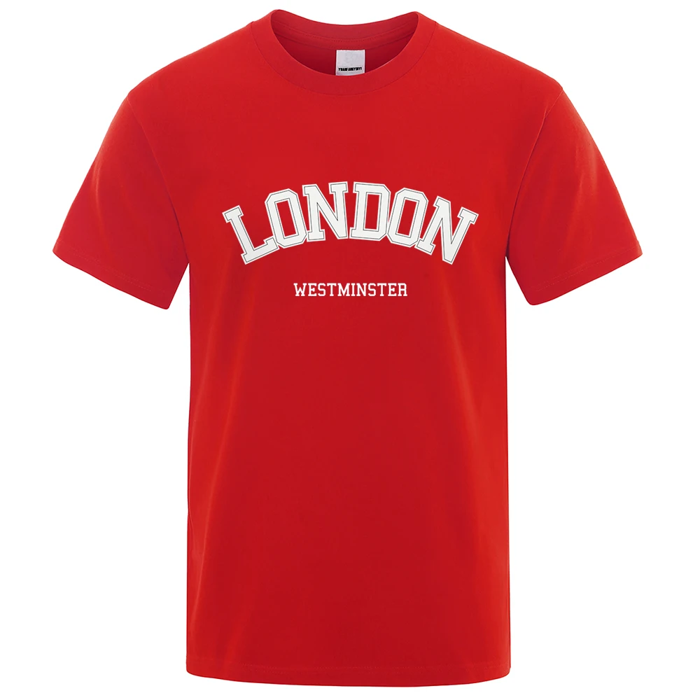 London Westminster Street Letter Tops Mens Fashion Crewneck T Shirt Hip Hop Sweat Cotton T-Shirts Casual Oversized Men Clothes