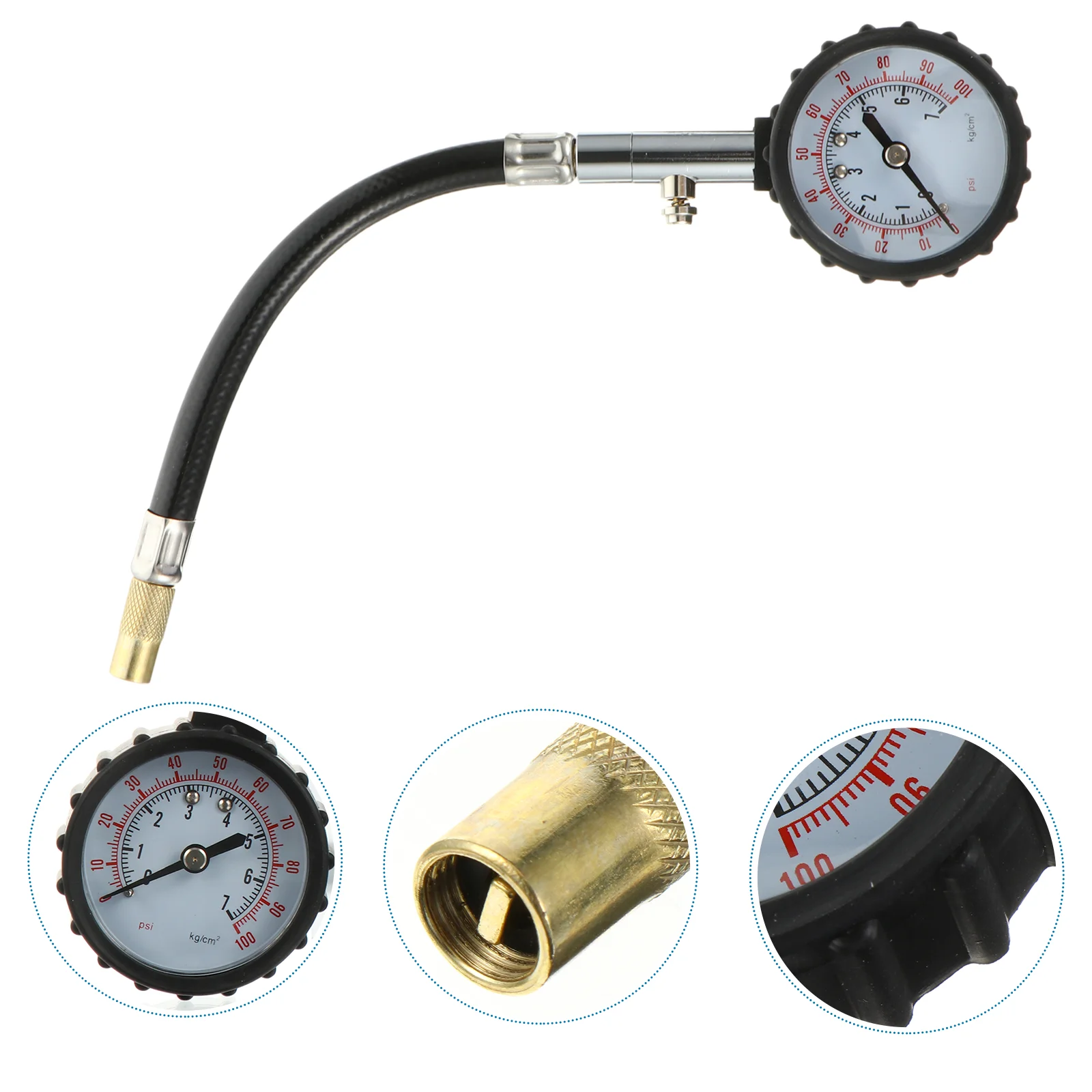 Auto Car Air Tire Pressure Inflator Gauge Car Flexible Hose Air Pressure Gauge Car Tire Pressure Gauge