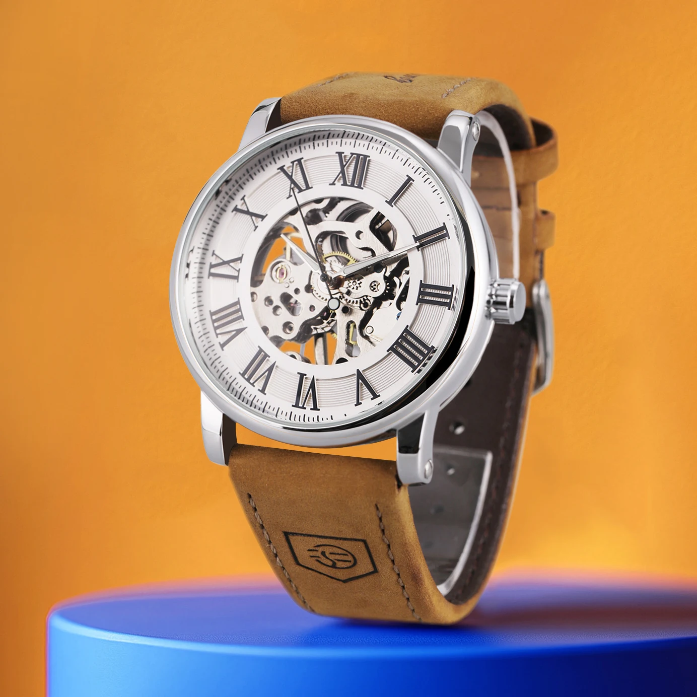 Forsining Classic Skeleton Mechanical Watch for Men Luminous Hands Leather Belt Fashion Mens Watches Top Brand Luxury Wristwatch