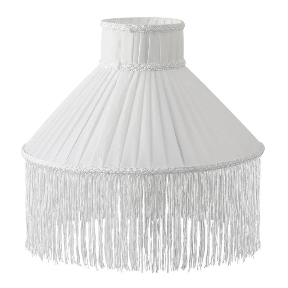 20CM 25CM 30CM Fabric Lampshade Vintage Style European-style Tassels E27 Lampshade Easy To Replace Premium Feel Retro Lampshade