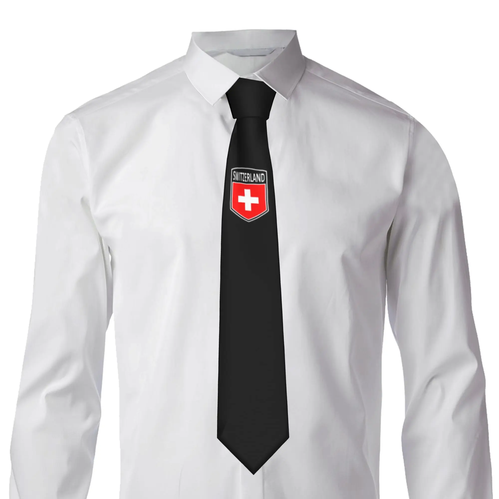 Shield Switzerland Flag Tie Mens Formal Silk  Neckties for Office