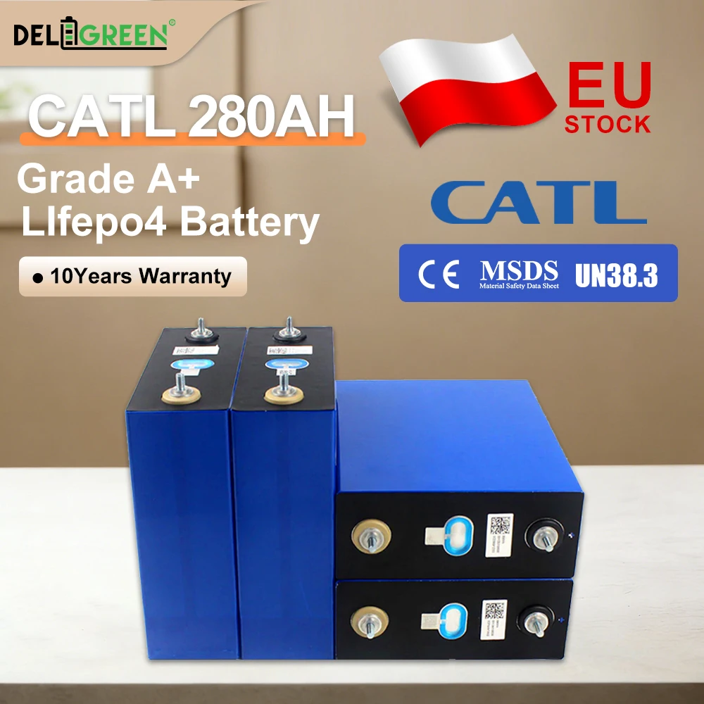 Bateria Lifepo4 CATL280 em estoque na UE, 8000 ciclos, Grau A, 12V 24V 48V 96V, Pacote de Bateria Recarregável DIY, Envio e Impostos Grátis para a UE