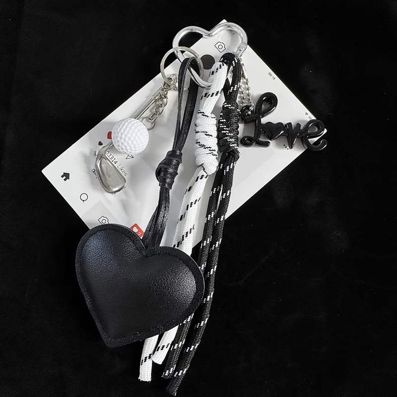 Unique PU Leather Bag Pendant Braided Rope Heart Shape Heart Bag Charm Charm Decor Gift Design Bag Decor Charm For Gift Giving