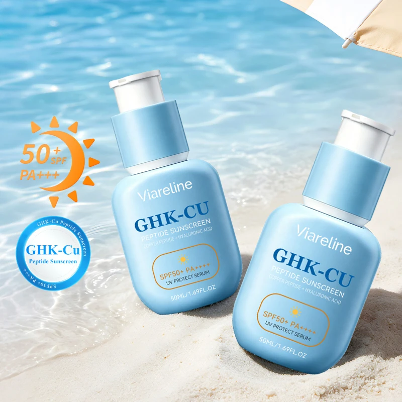 Ghk-cu Blue Copper Peptide Sunscreen Lotion Spf 50+ High-protection Outdoors Waterproof ＆ Sweat-proof Hydrating Facial Sunscreen