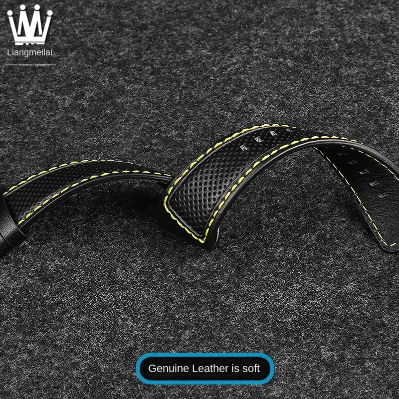 ل ديتريش بانيراي الرجال لينة معصمه 24 مللي متر أسود أحمر أصفر أخضر كامل الجلود حزام ساعة حزام حزام الساعات الجلدية