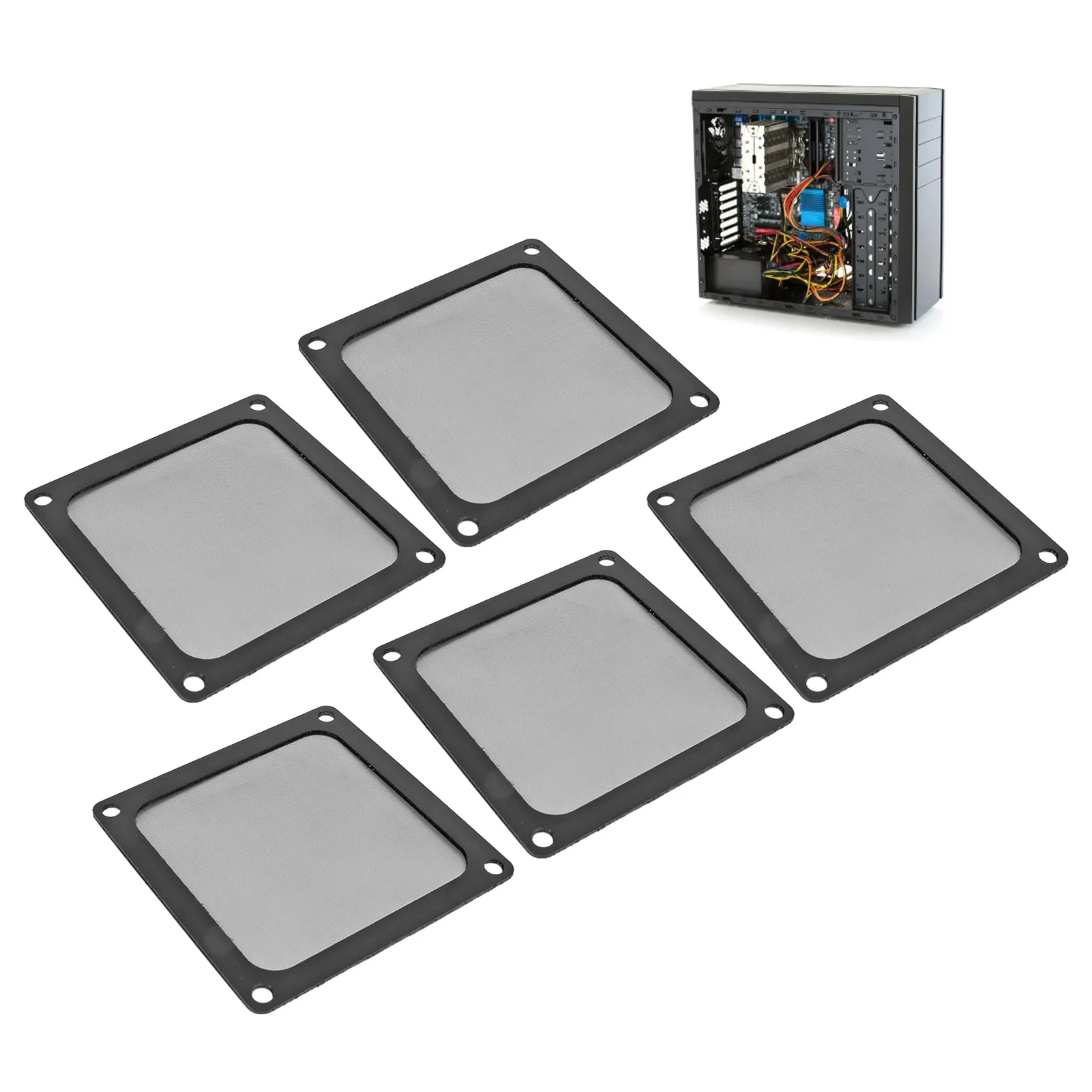 PC Computer Case Cooler Fan Dust Filter Magnetic Frame Dustproof PC Fan Dust Filter Mesh Black 80mm PC Case Fan Dust Filter